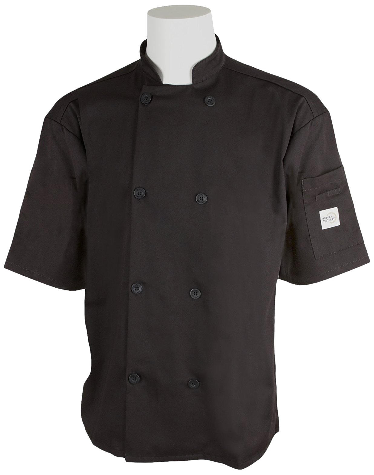 Mercer CulinaryMercer Culinary M60013BKM Millennia Men's Short Sleeve Cook Jacket with Traditional Buttons, Medium, Black
