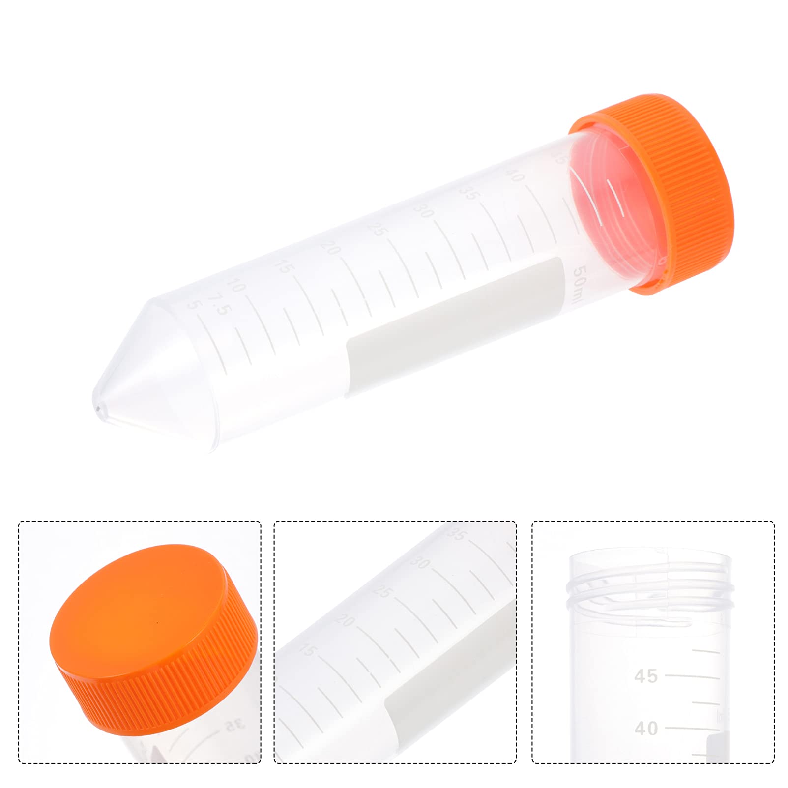 Provette vuote trasparenti con coperchio, 50 pezzi 50ml provette coniche for centrifuga provette in plastica con tappi provette in polipropilene contenitore in polipropilene da laboratorio con graduaz