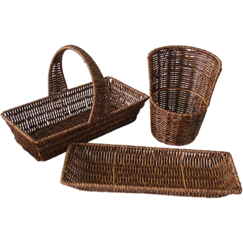 3 cestas de mimbre sintético para organizar la cocina y mesa de restaurante
