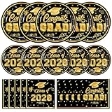 Litmitfu 150 Pcs Graduation Plates and Napkins 2026 - Black Gold Congrats Grad Class of 2026 Paper Dessert Dinner Plates Napkins Set for Graduation Party Decorations Supplies Table Decor, Serves 50