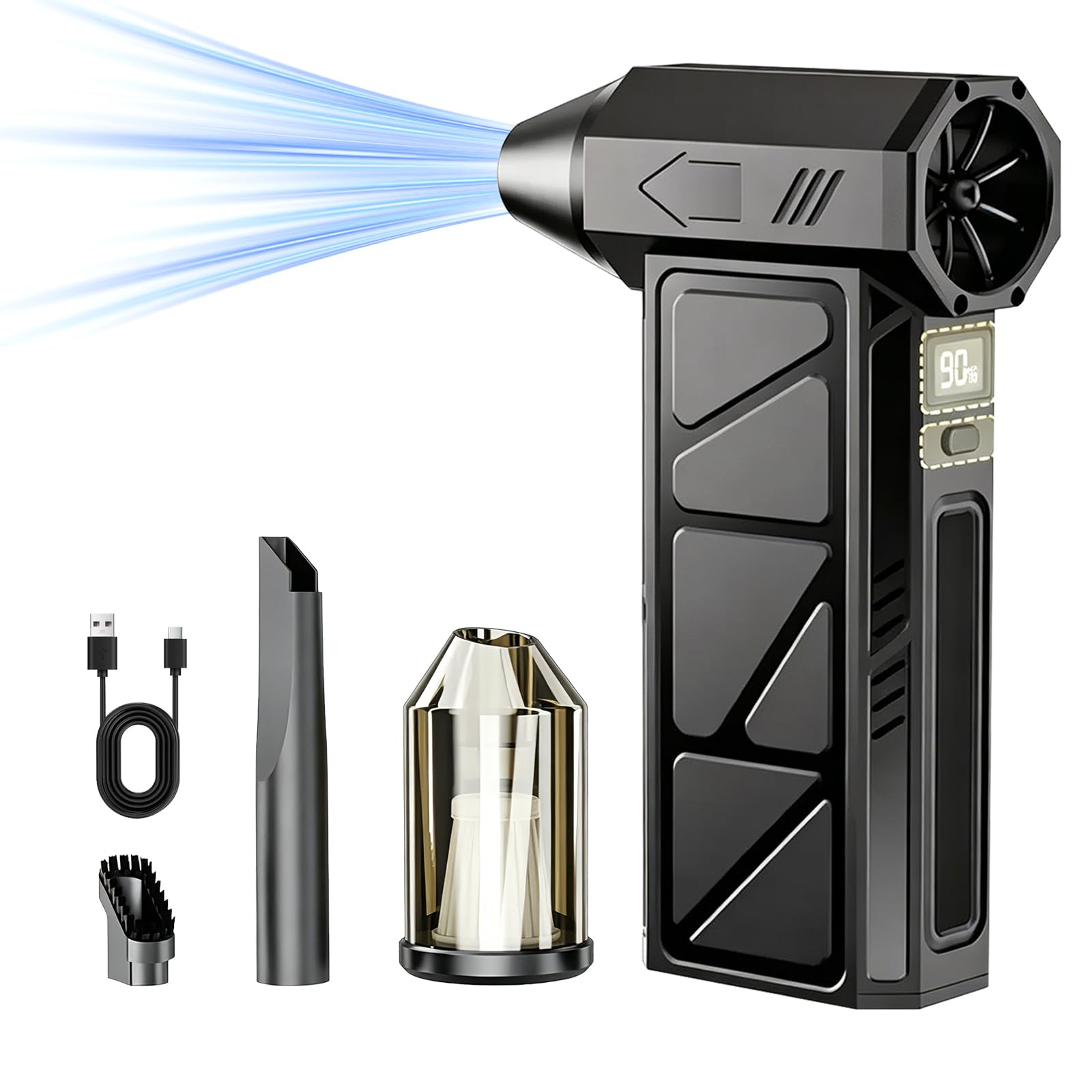 Spolverino ad aria compressa da 150000 giri/min, ventilatore elettrico ricaricabile senza fili per la pulizia della tastiera, ventilatore turbo jet portatile con motore brushless per PC, auto, ufficio