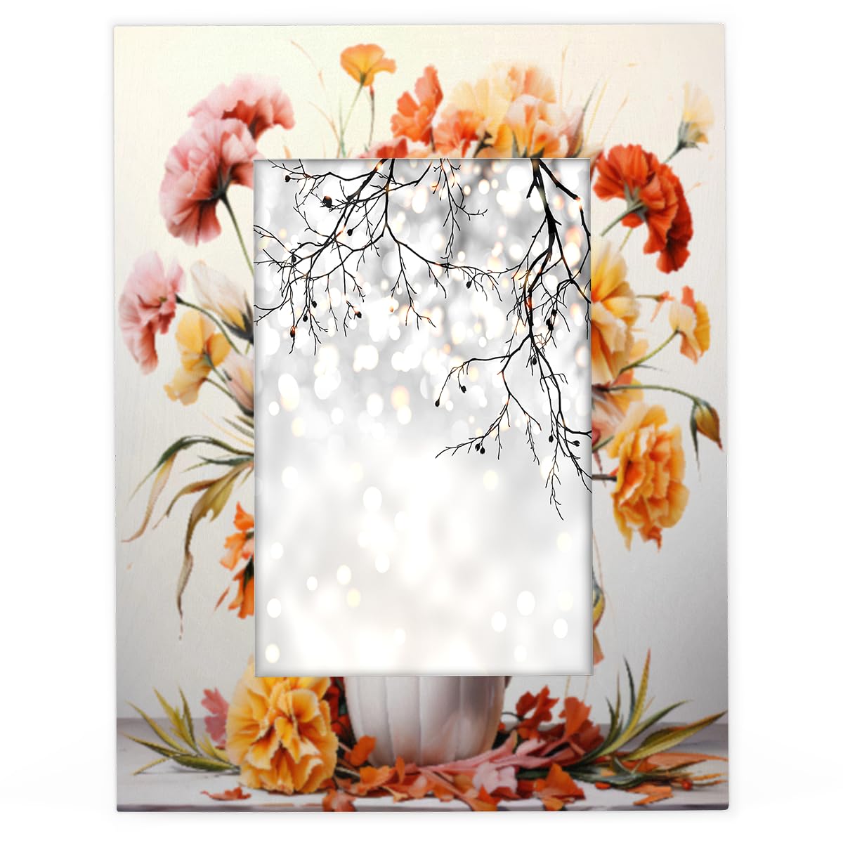 cfpolar Personalized Custom 11x14 Picture Frame, Custom Name Photo Frame Fits to 11x14 inch Photos Customized Picture Frames for Tabletop & Wall Display Home Decor, Carnations Flowers