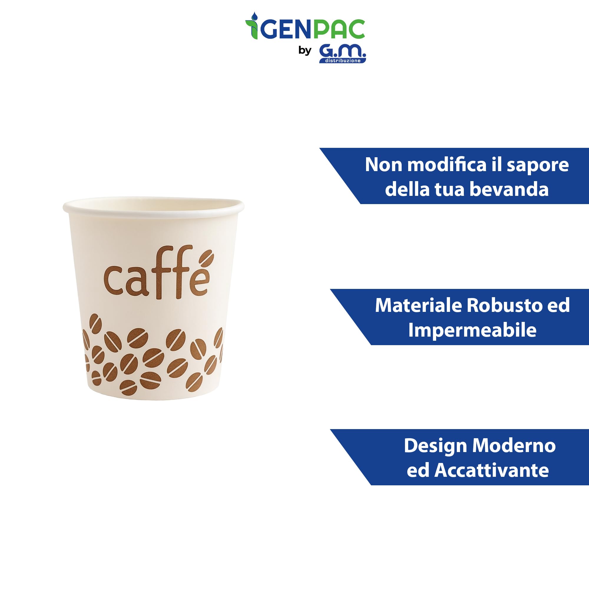 GM - 500 Bicchieri Caffè 90 ml con Coperchio PS Piano Senza Foro – Bicchieri Monouso Resistenti, Usa e Getta, Ideali per Espresso, Crema Caffè, Bar, Caffetterie, Uffici e Asporto Bevande Calde