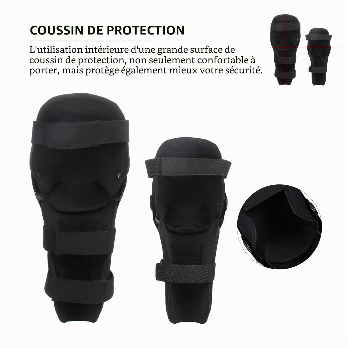 GES 4 Pcs Moto Genou Coude Protecteur Motocross Racing Genou Shin Garde Pads Équipement de Protection pour Les Adultes (Noir)