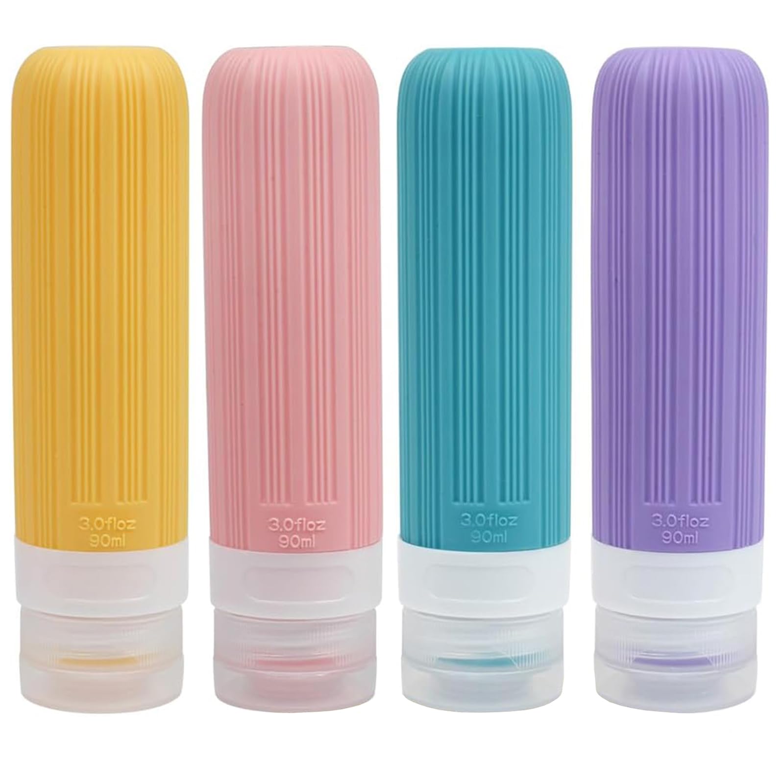 RWRW Travel Bottles for Toiletries, 4 Pcs - 3 oz, Leak Proof, TSA Approved, Silicone Material, Must Haves for Travel Essentials (Pink)