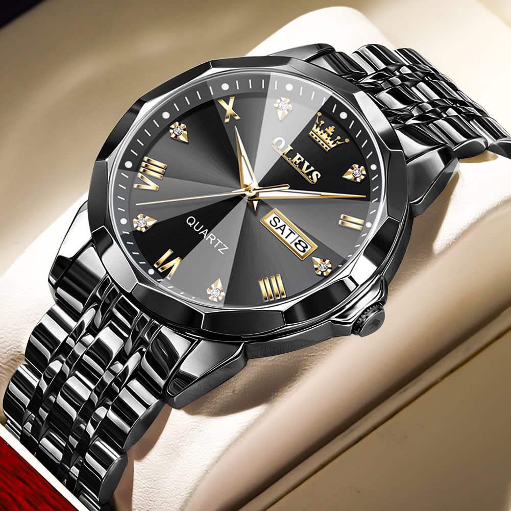 OLEVS Herrenuhren Lederarmband Chronograph Japanische Quarz Herren Uhr mit Datum Wasserdicht Klassische Elegantes Armbanduhr Herren Geschenk