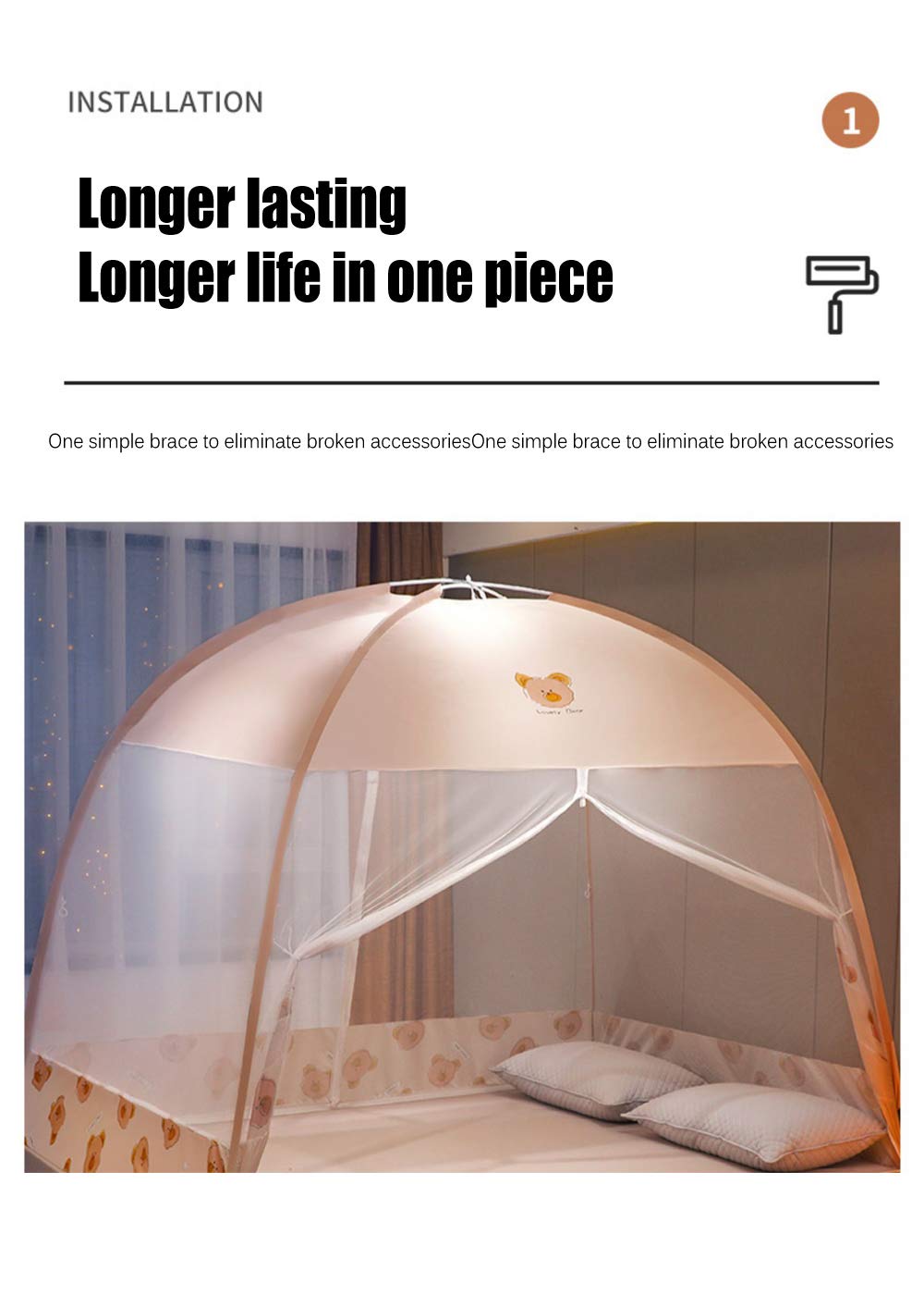 Wyskakująca moskitiera, bezpłatna instalacja, kompaktowa i lekka składana, chroni przed owadami i muchami, siatka na łóżko (5, 1,2 x 2 m)