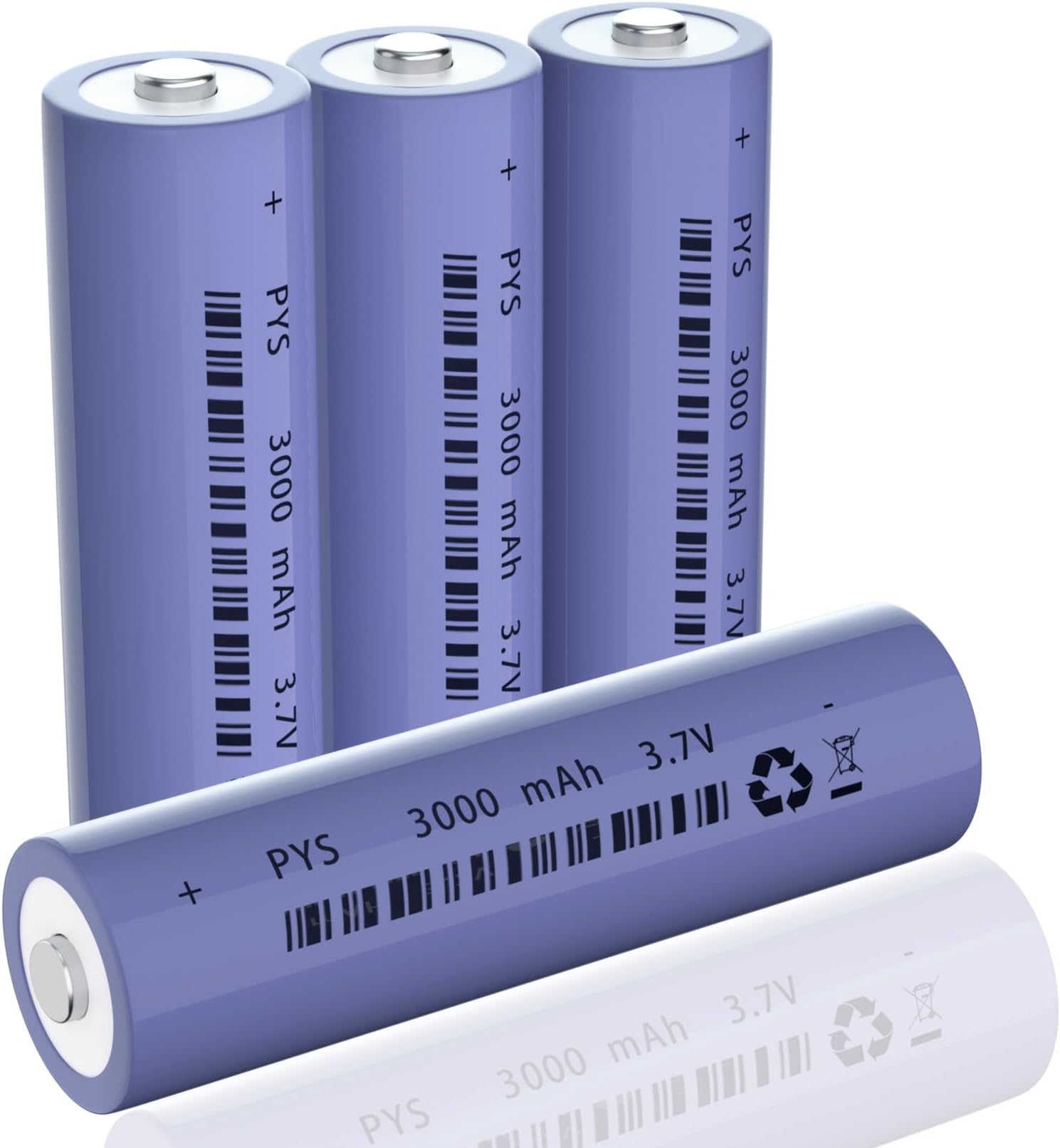 3.7V Rechargeable Battery REACELL 3000mAh Large Capacity Button Top NiMH Batteries with Case, Perfect for Flashlight,Small Fan,Camera,Doorbell,Headlamp (4 pack+box)