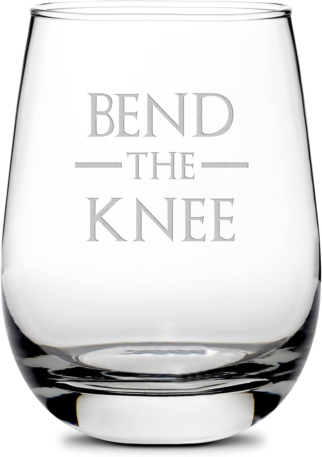Integrity Bottles, Game of Thrones, Bend The Knee, Stemless Wine Glass, Handmade, Handblown, Hand Etched Gifts, Sand Carved, 16oz
