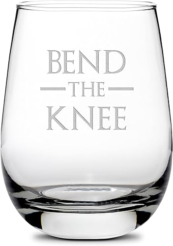 Integrity Bottles, Juego de tronos, doble la rodilla, copa de vino sin tallo, hecha a mano, soplada a mano, regalos grabados a mano, tallada en