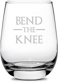 Integrity Bottles, Game of Thrones, Bend The Knee, Stemless Wine Glass, Handmade, Handblown, Hand Etched Gifts, Sand Carved, 16oz