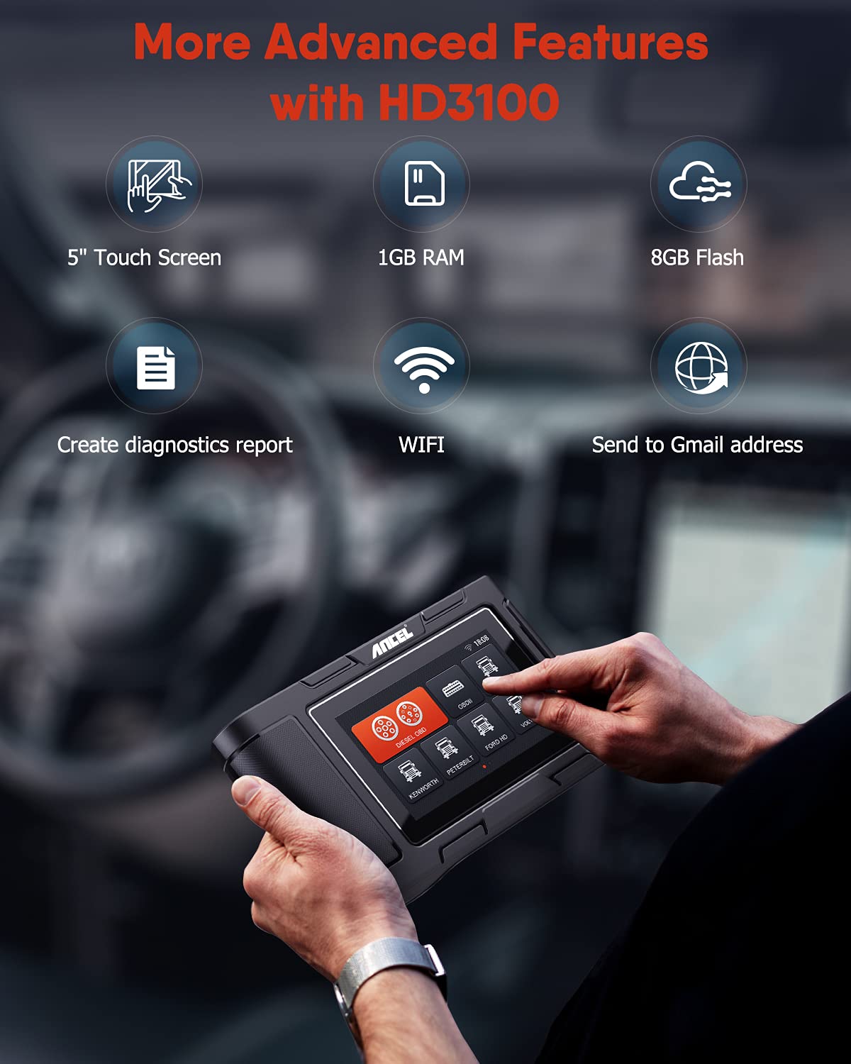 Buy ANCEL HD3100 Full System Heavy Duty Truck Scan Tool, Touchscreen