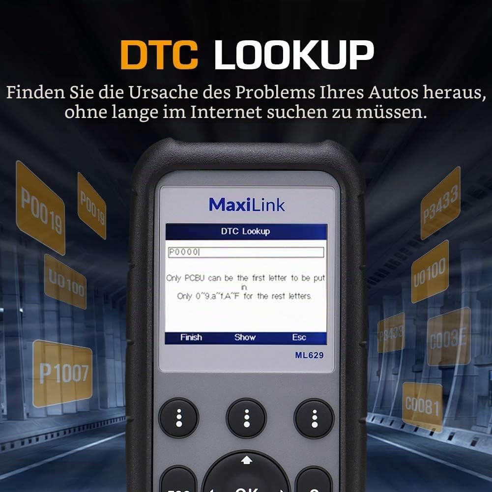 Autel ML629 OBD2-Diagnosegerät Kfz-Auslesegerät alle OBDII Dieselmotor Benzinmotor, Airbag Antiblockiersystem Motor Getriebe System Tiefe Diagnose, 14 Sprache Deutsche inkl. | Mechanic Full OBDII Code Reader w/DTC Lookup AutoVIN, OBD2 Live Data, Up of AL6