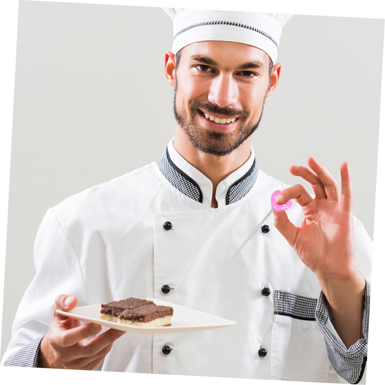 STOBAZA Baking Kit 2pcs Cake Testers Stainless Steel Heart Shaped Non-slip Grip Perfect for Bakers