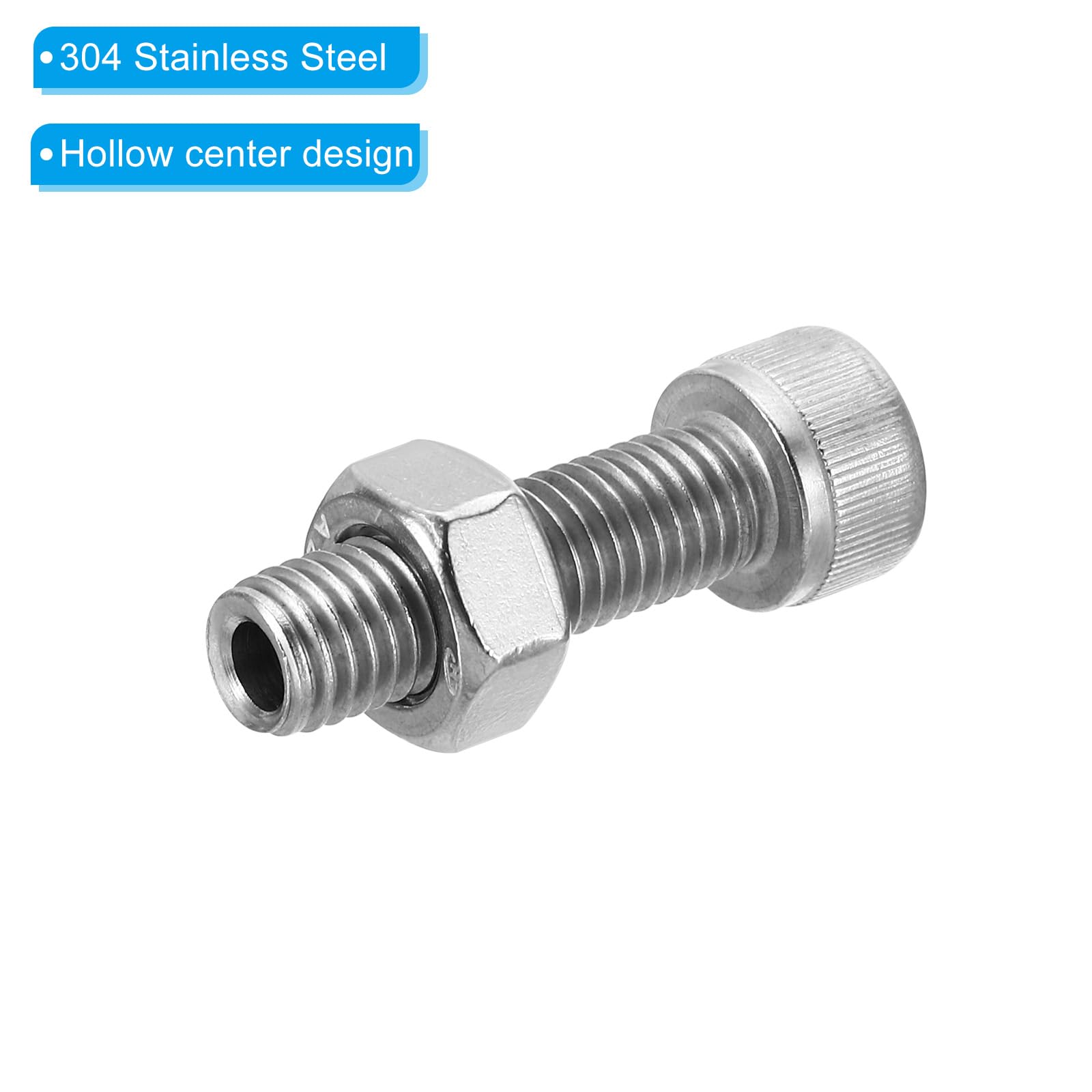 PATIKIL M10x35mm 304 Stainless Steel Hollow Bolt - Image 4