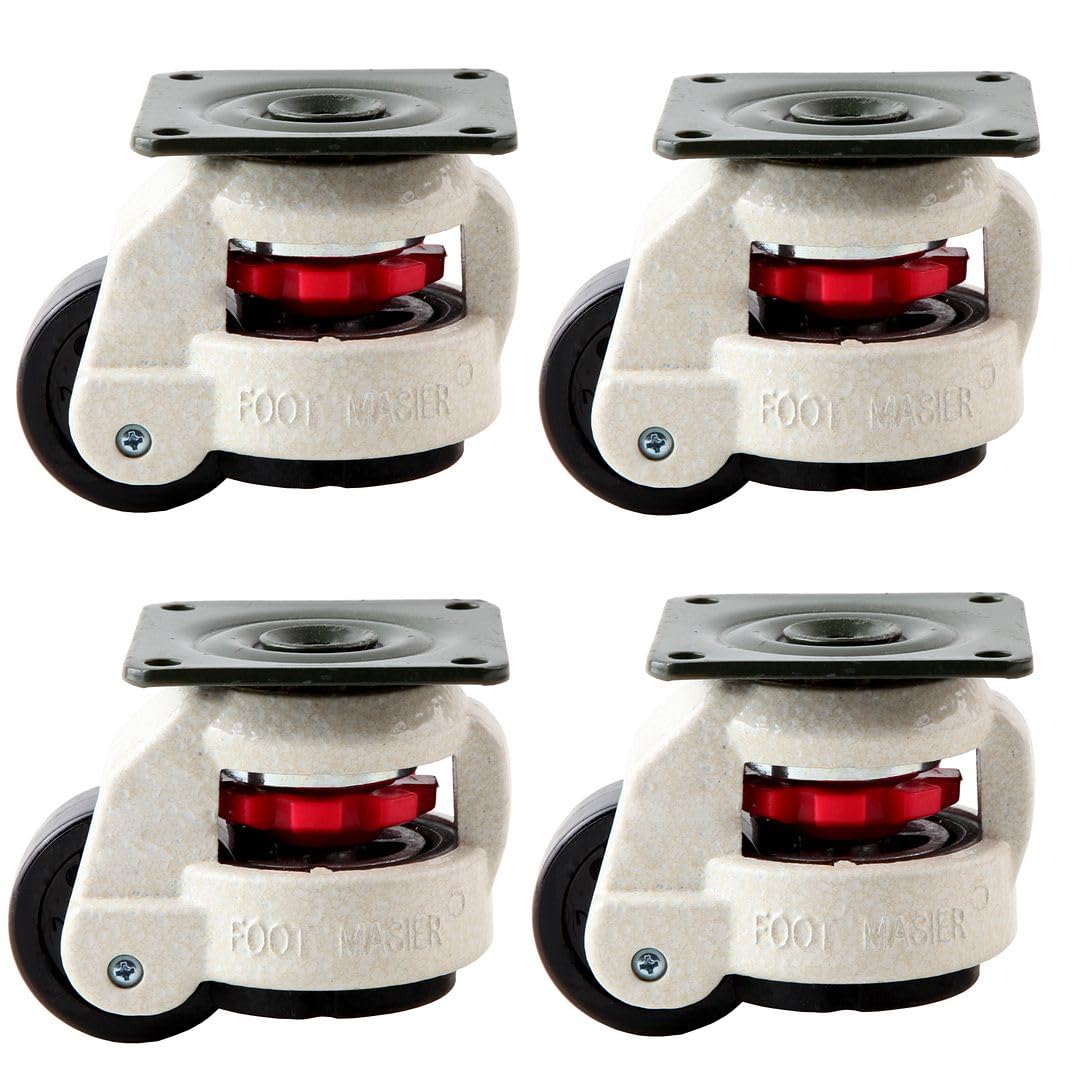 KFFKFF Caster Wheels For Workbench, Capable Of Holding 165 Lbs, Pack Of 4, 2.5" Robust Retractable Casters, Side-Mounted With Adjustable Stepdown Function, 360° Rotation For Workstations, Tables