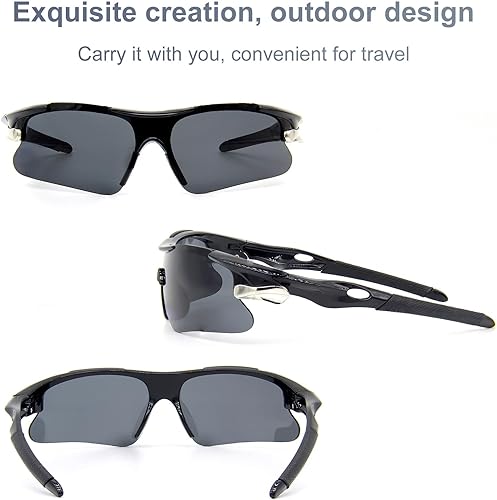 Miniatura 2 de Gafas de sol deportivas unisex con UV400 y lentes inastillables, marco ligero resistente al viento para deportes al aire libre