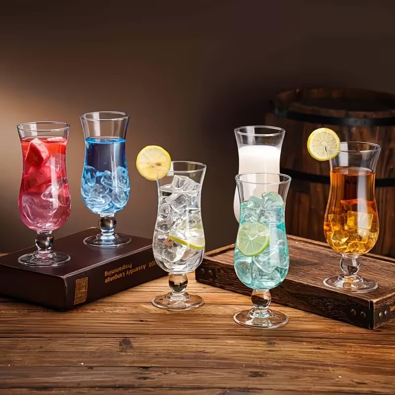 Image of PrimeWorld Premium Hurricane Cocktail Glasses Set of 2 - 430ml | Crystal Clear Party Drinkware for Cocktails, Pina Colada & Mocktails