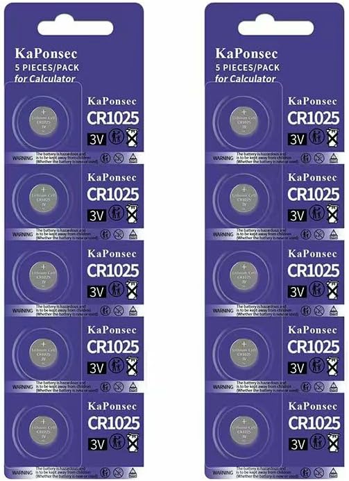 KaPonsec Célula de moneda de botón de litio CR1025 3V 3V Buttery-10Packs