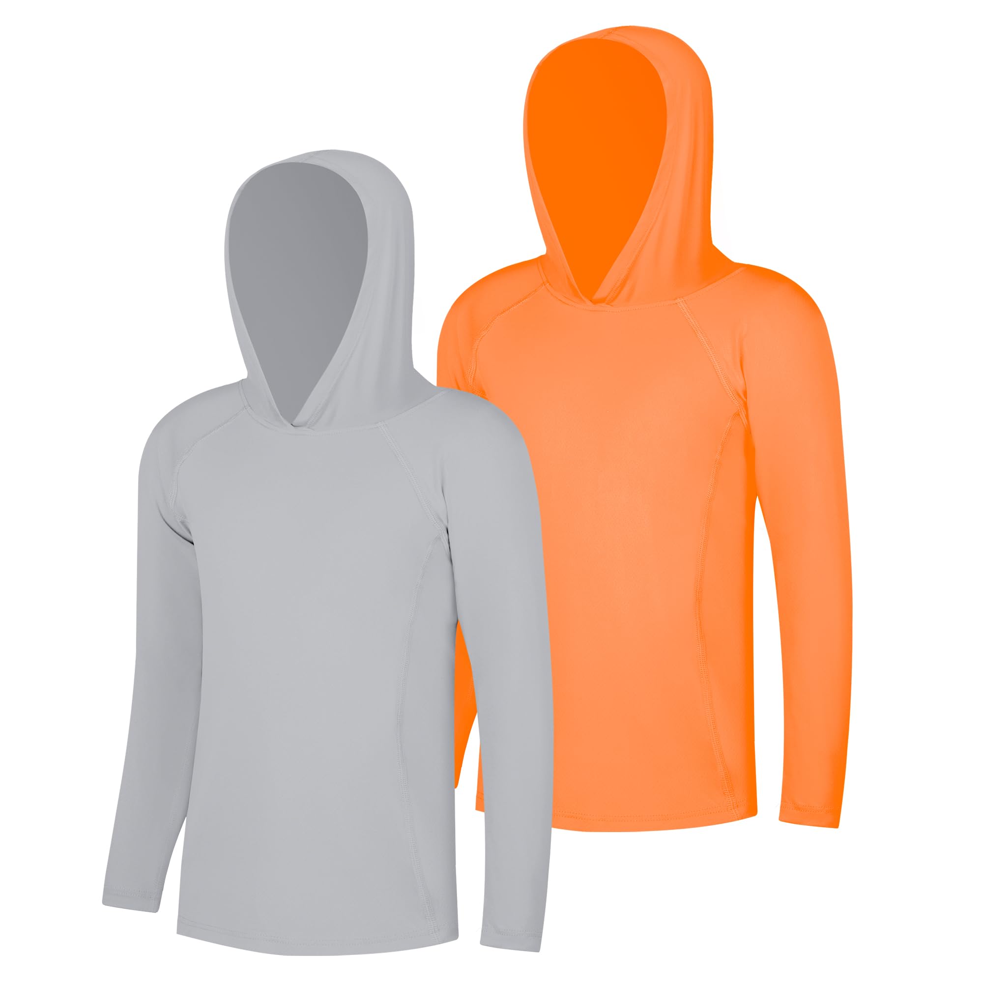 BIG ELEPHANT 2 Pack Boys Athletic Hoodie Mesh Moisture Wicking Active Performance Long Sleeve T Shirt Quick Dry Fit Pullover