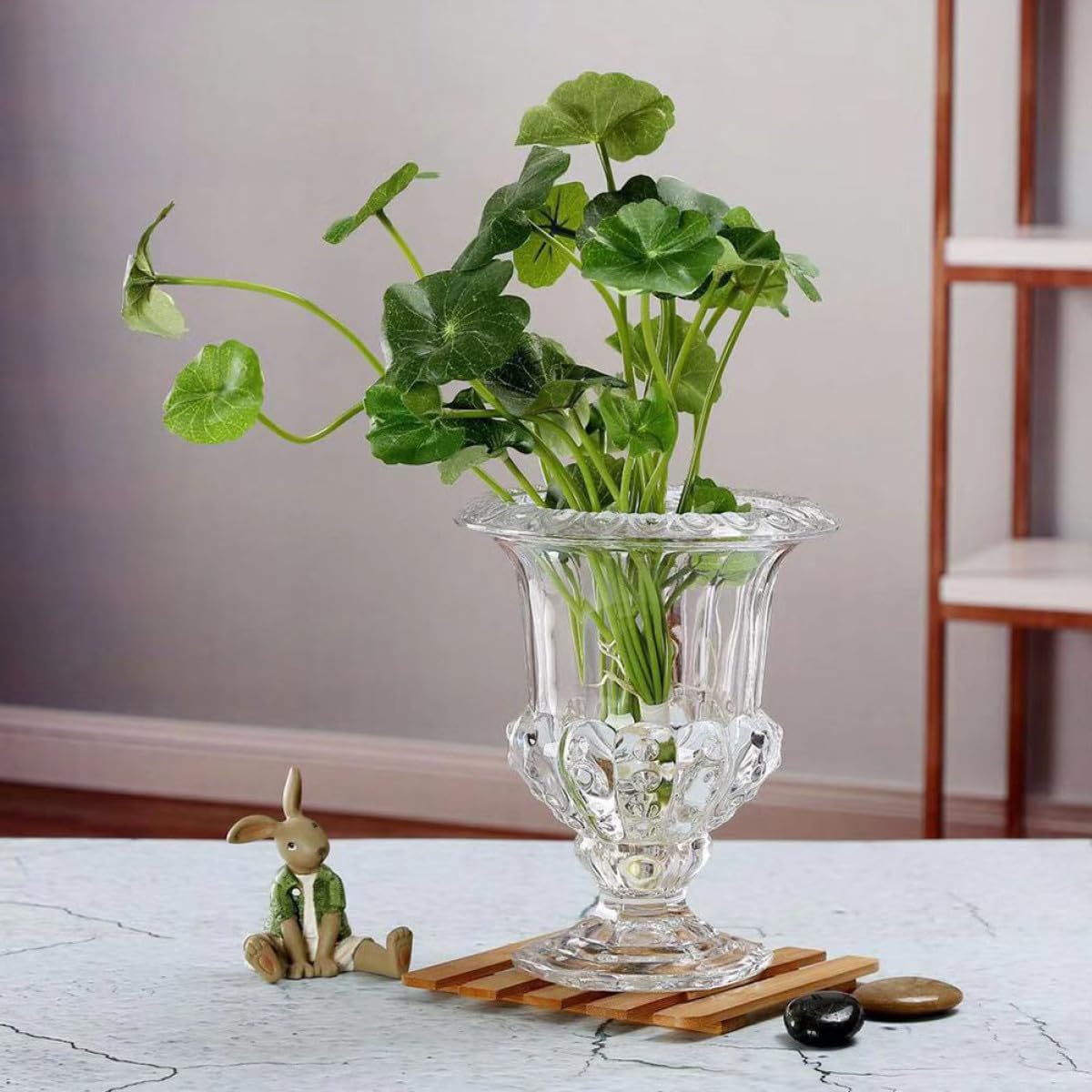 TOYANDONA Glasvase für Tischdeko mit Kerzenhalter aus Durchsichtigem Glas in Retro Stil für Blumenarrangements und Wohnzimmerschmuck bei Hochzeitsfeiern