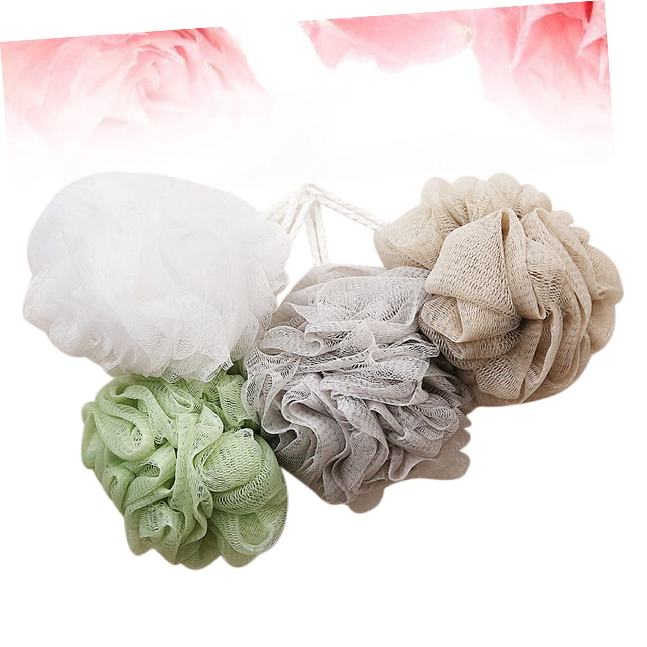 Alipis 8pezzi Palla Da Doccia in Pe Resistente Scrub Esfoliante Per Corpo Accessori Bagno Design Cordino Bianco Grigio Verde
