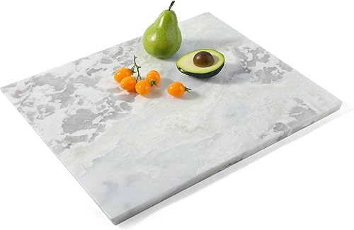 Miniatura 26 de Koville Tabla de cortar de mármol para cocina, tabla grande de quesos de losa de mármol de 16 x 12 pulgadas, tabla de servir rectangular para