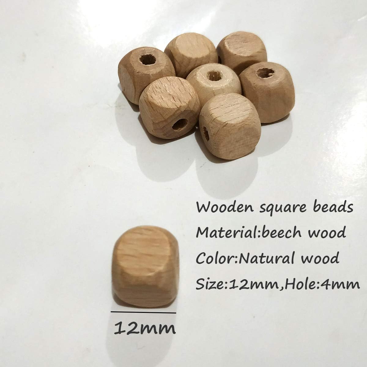 200pcs Beech Wooden Cube Square Beads 12mm Blank Wood Faceted Beads for Jewelry Making DIY Beading Necklace Product
