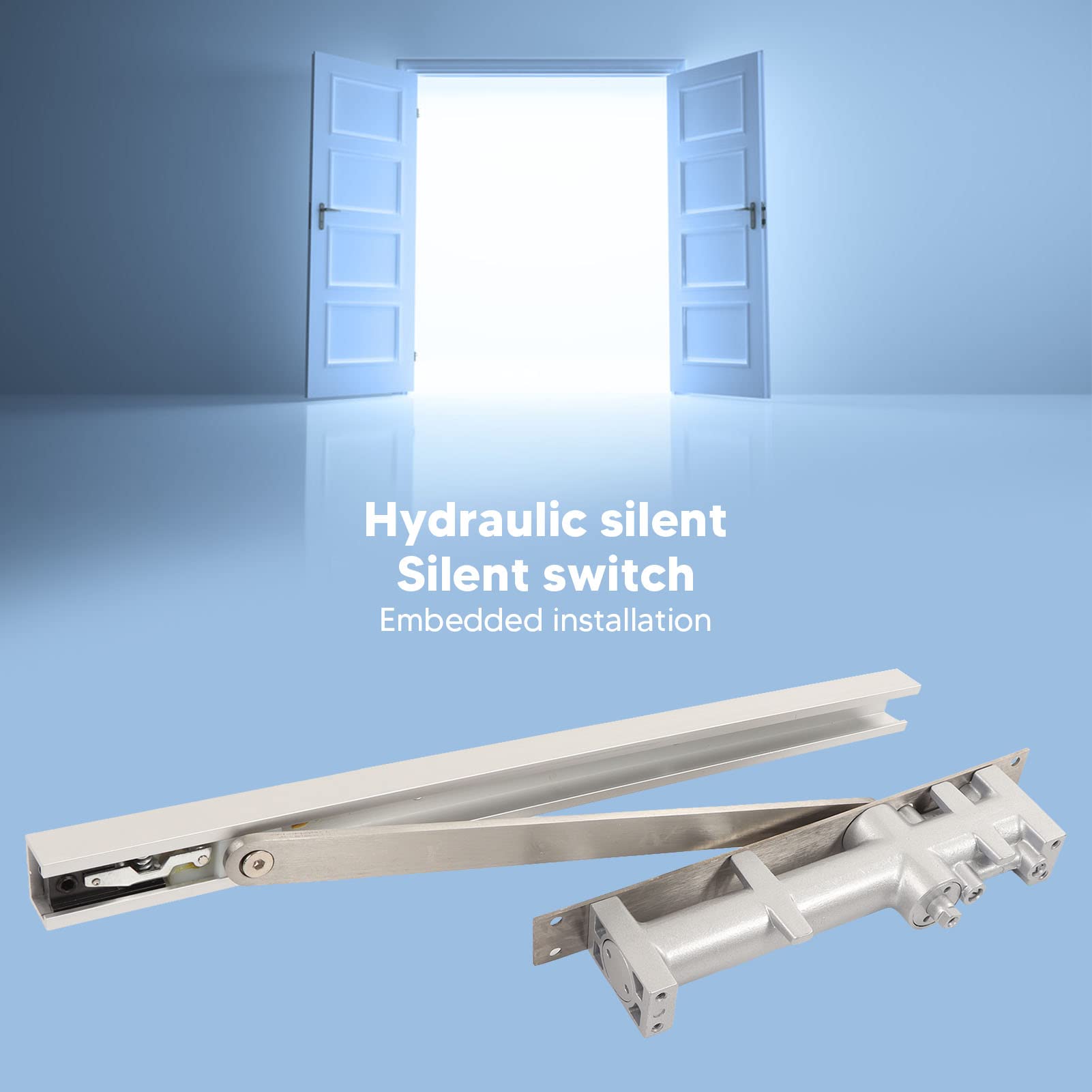 Hydrauliczny samozamykacz do drzwi, regulowany cichy przełącznik prędkości do bezpiecznego zamykania, komercyjny samozamykacz do hoteli, pensjonatów, biur, odlew aluminiowy