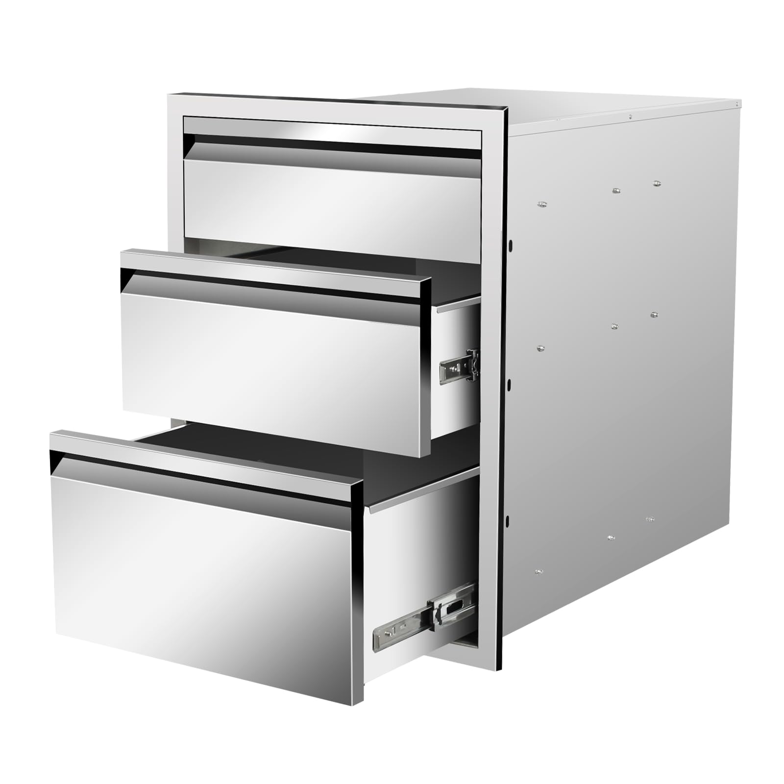 Outdoor Kitchen Drawers 18" W x 23" H x 23" D Stainless Steel Drawer BBQ Triple Drawers with Hidden Handle for Outdoor Kitchen Island, Patio Grill Station