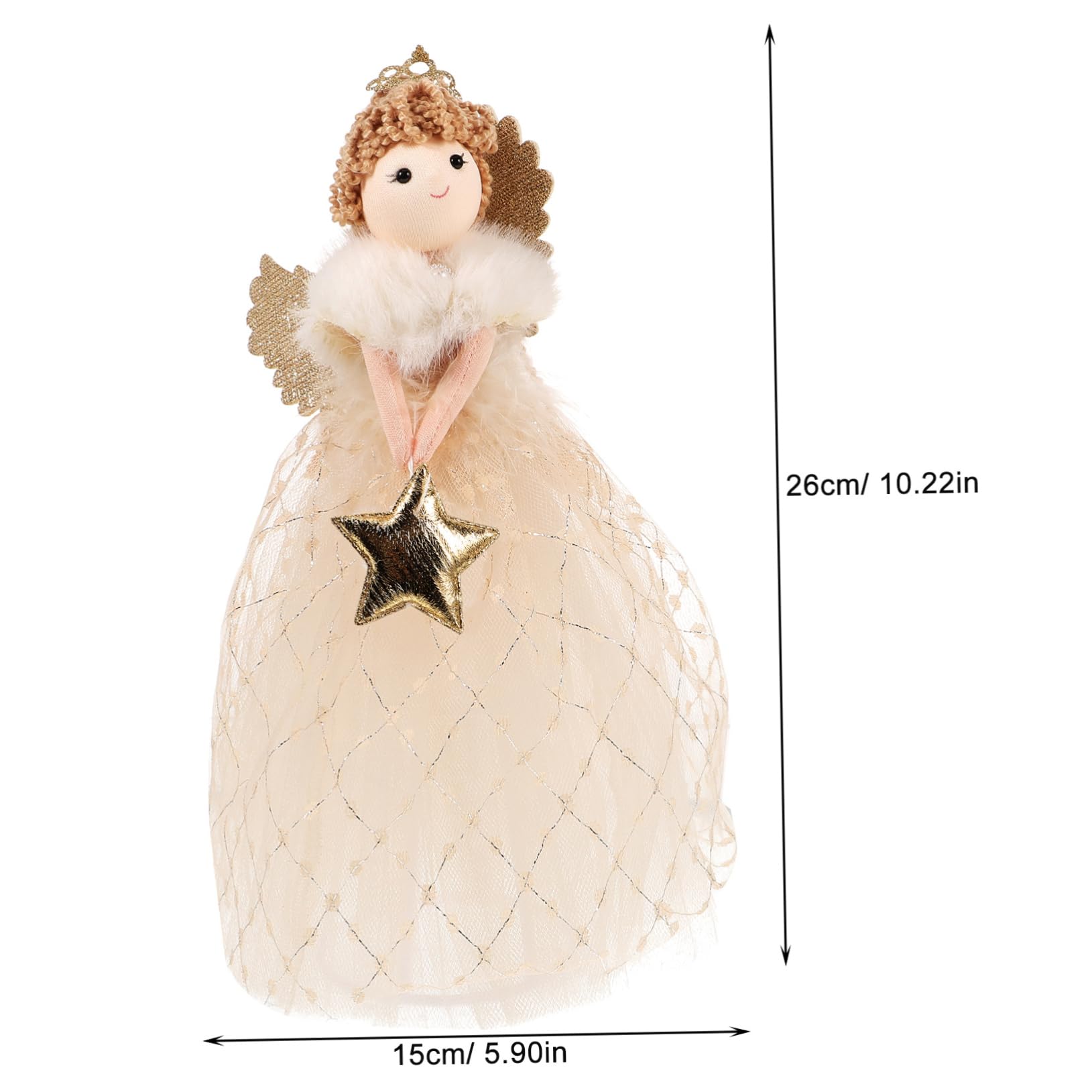 Adorno Topper De Árbol De Navidad Estrella Dorada, Figura Pequeña De Ángel Decorativa Tejido Flexible, para Uso Interior y Exterior, Decoración Navideña y Obsequio Festivo
