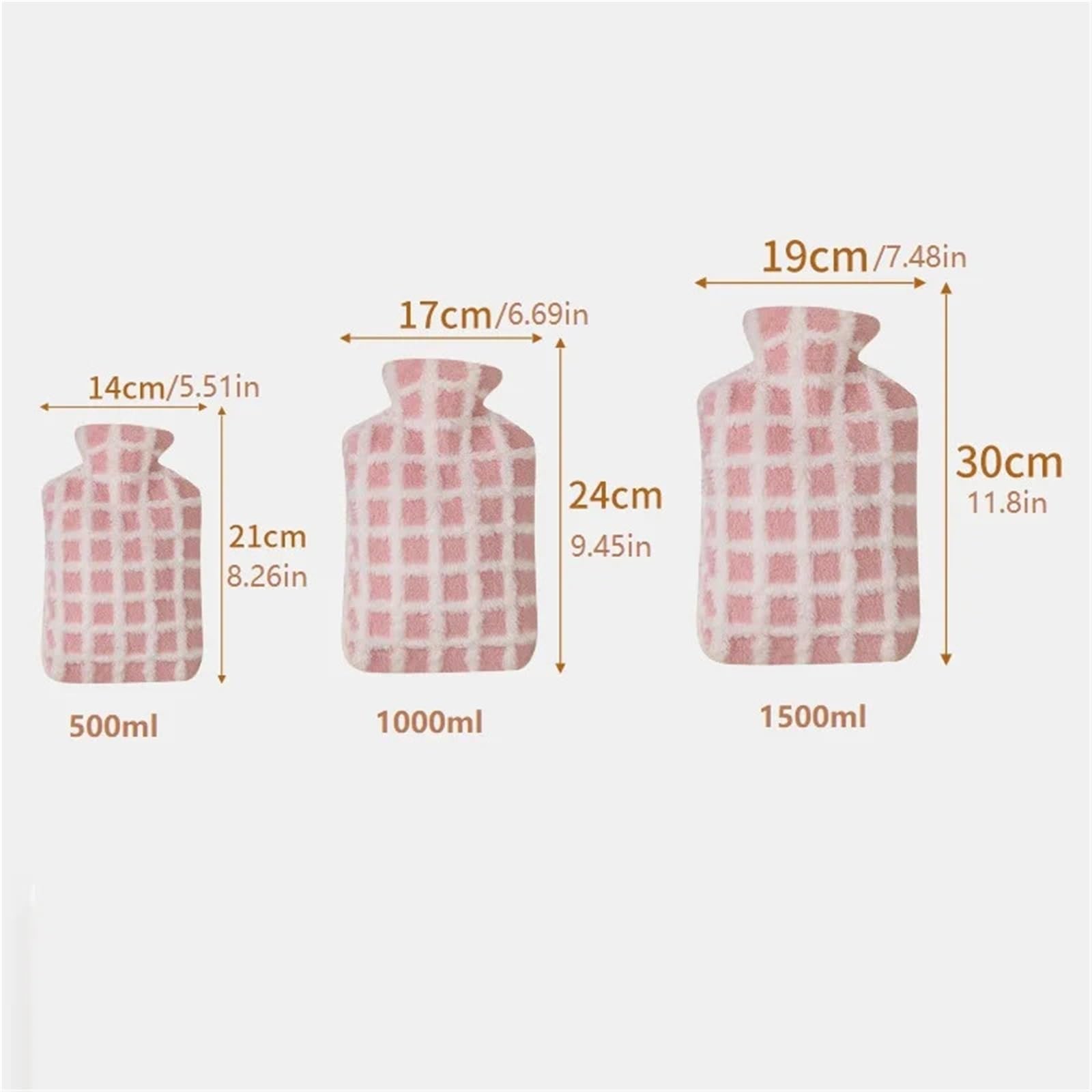 Termofor, 2 szt. Duże z pluszową osłoną Zimowy podgrzewacz do stóp Torba na dzbanek gorącą wodę wielokrotnego użytku(Grün,1500ml)