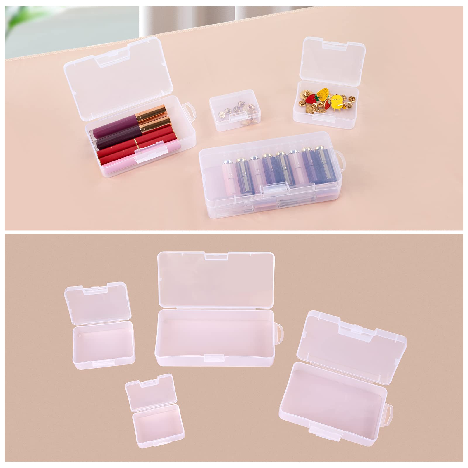 Étui de rangement de maquillage, empilable transparent, multi-tailles pour maquillage, bijoux, articles de toilette, indispensable pour les artistes de maquillage