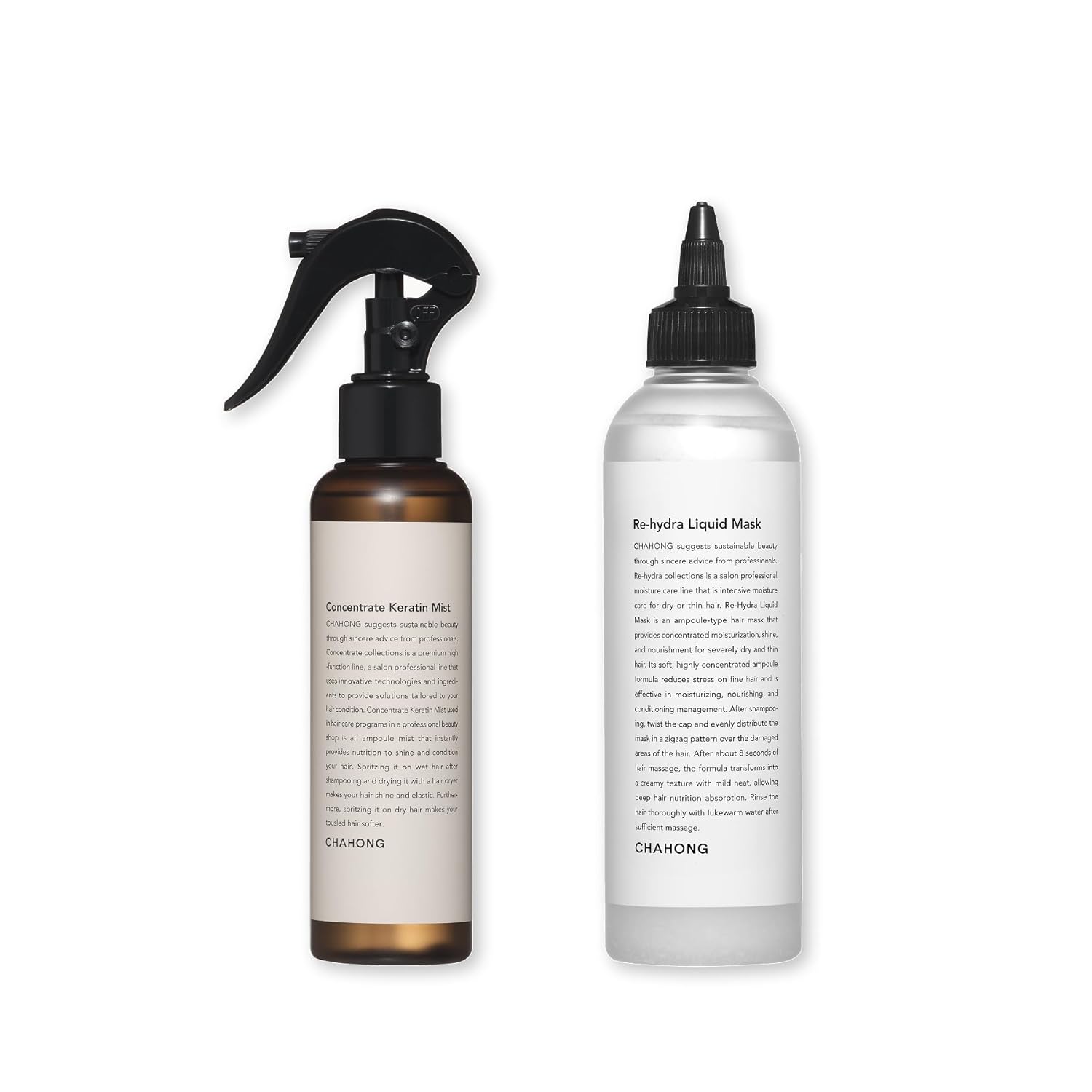CHAHONG Dry Hair Care Duo : Keratin Leave-in Repair Mist and Liquid Hair Mask Treatment (5oz and 8.45oz)