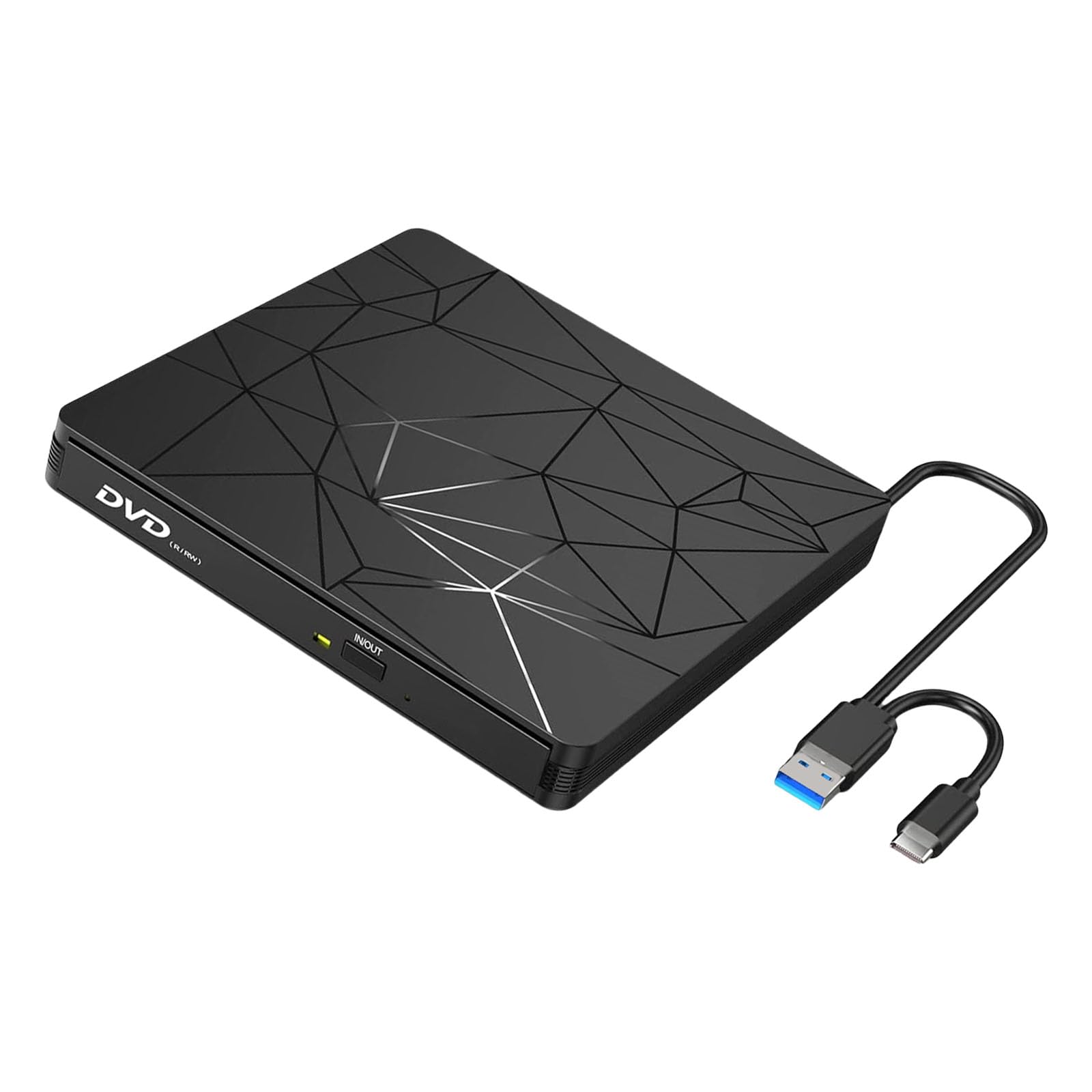 Shock Proof External Disk Drive Reader USB 3.0 Type C Adapter Writer Laptop Desktop PC Wide Compatible Multiple Formats/Drive