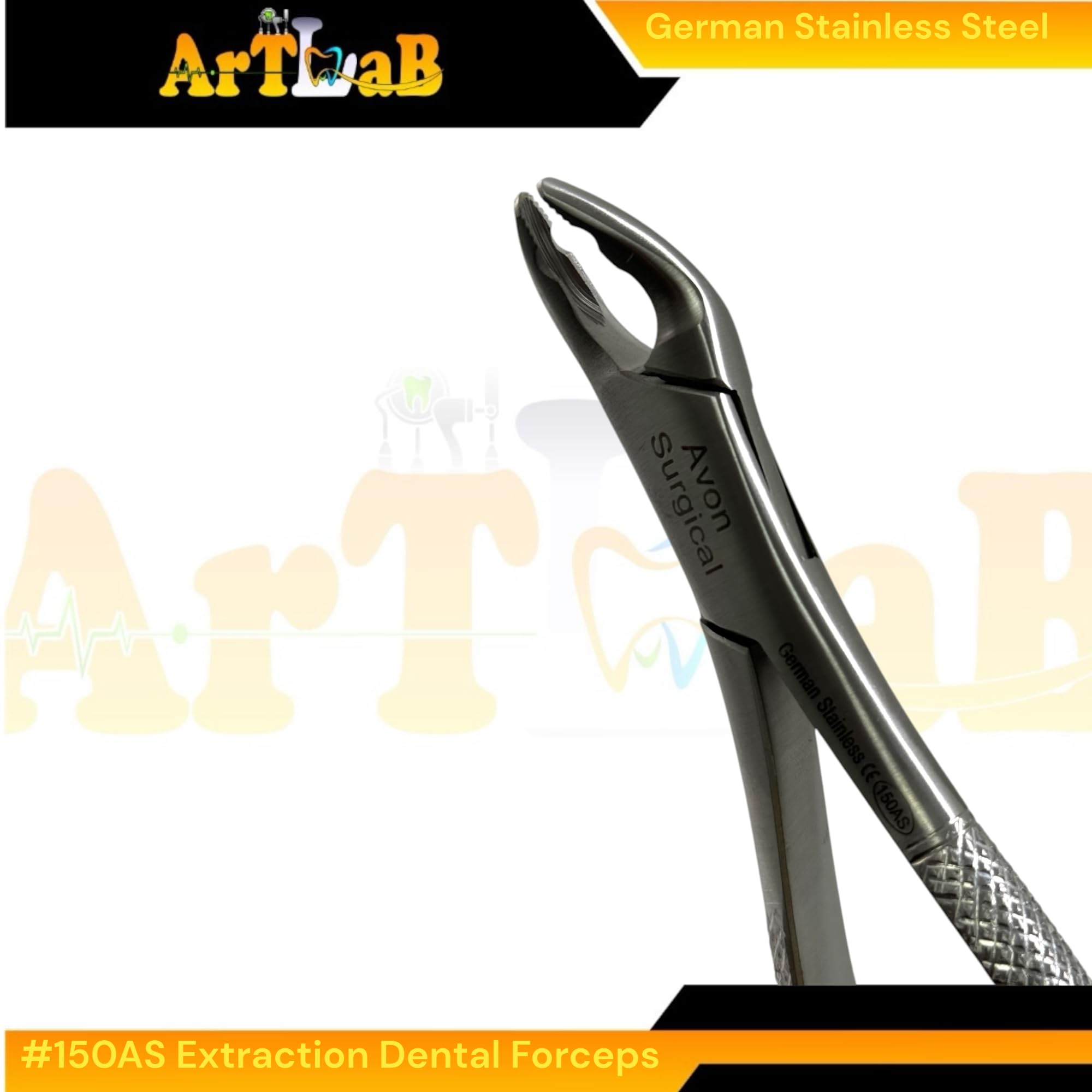 Universal Maxillary Tooth Extraction Forceps #150AS, Split Serrated Beak, for Upper Canine, Upper Incisor, Upper Premolar | Heavy Duty Stainless Steel
