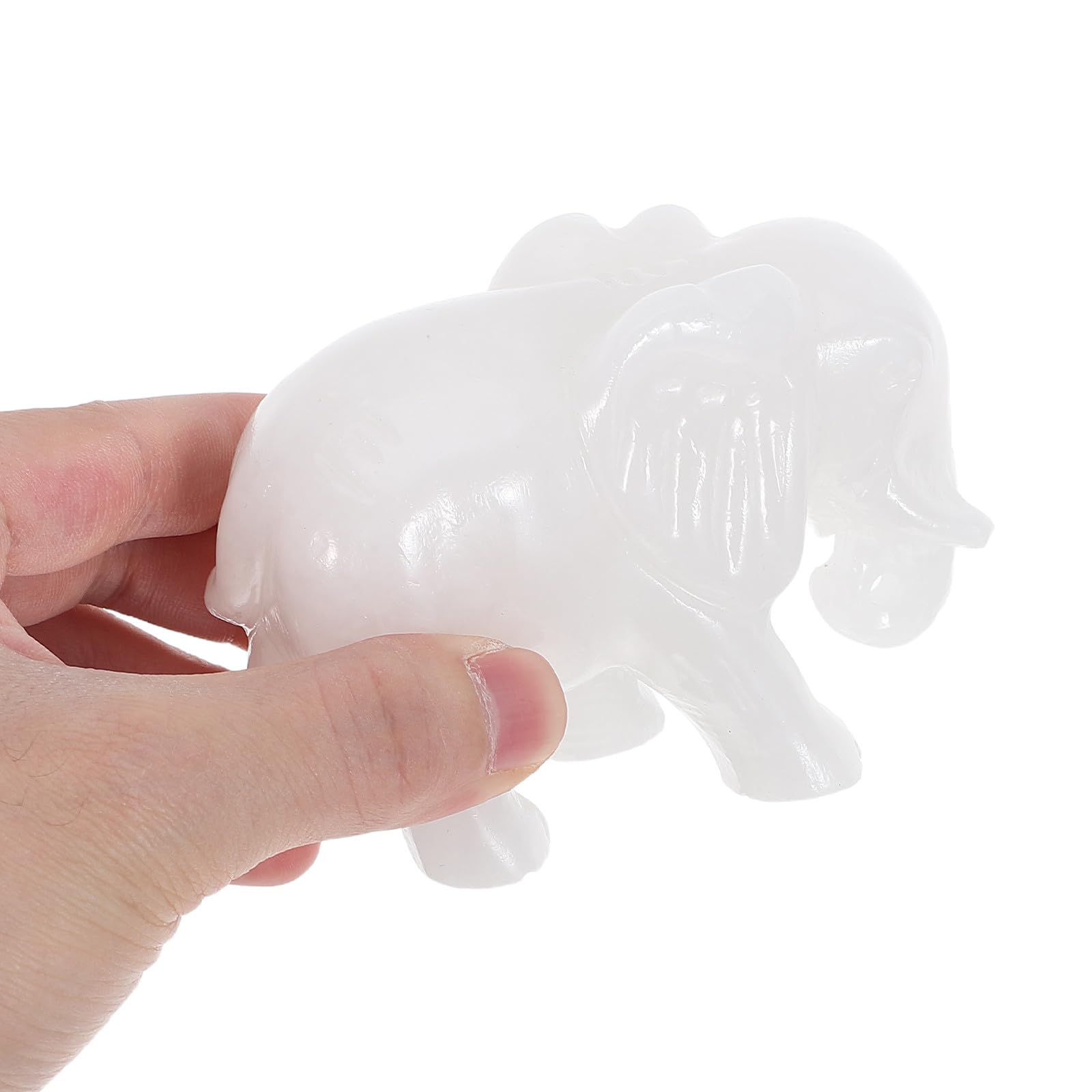 PACKOVE Escultura de Elefante de Jade Tallada y Amuleto de Buena Suerte Figura Decorativa Adorable Estatua de Animal Coleccionable para Hogar