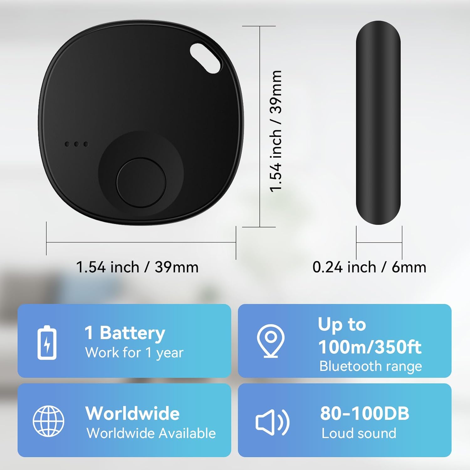 Air Tracker Tags-4 Pack, Bluetooth Tracker Works with Apple Find My APP (iOS Only), Keys Finder and Item Locator for Keys, Luggage, Wallet, Smart Tracker Tags with Key Ring, Replaceable Battery - Image 7