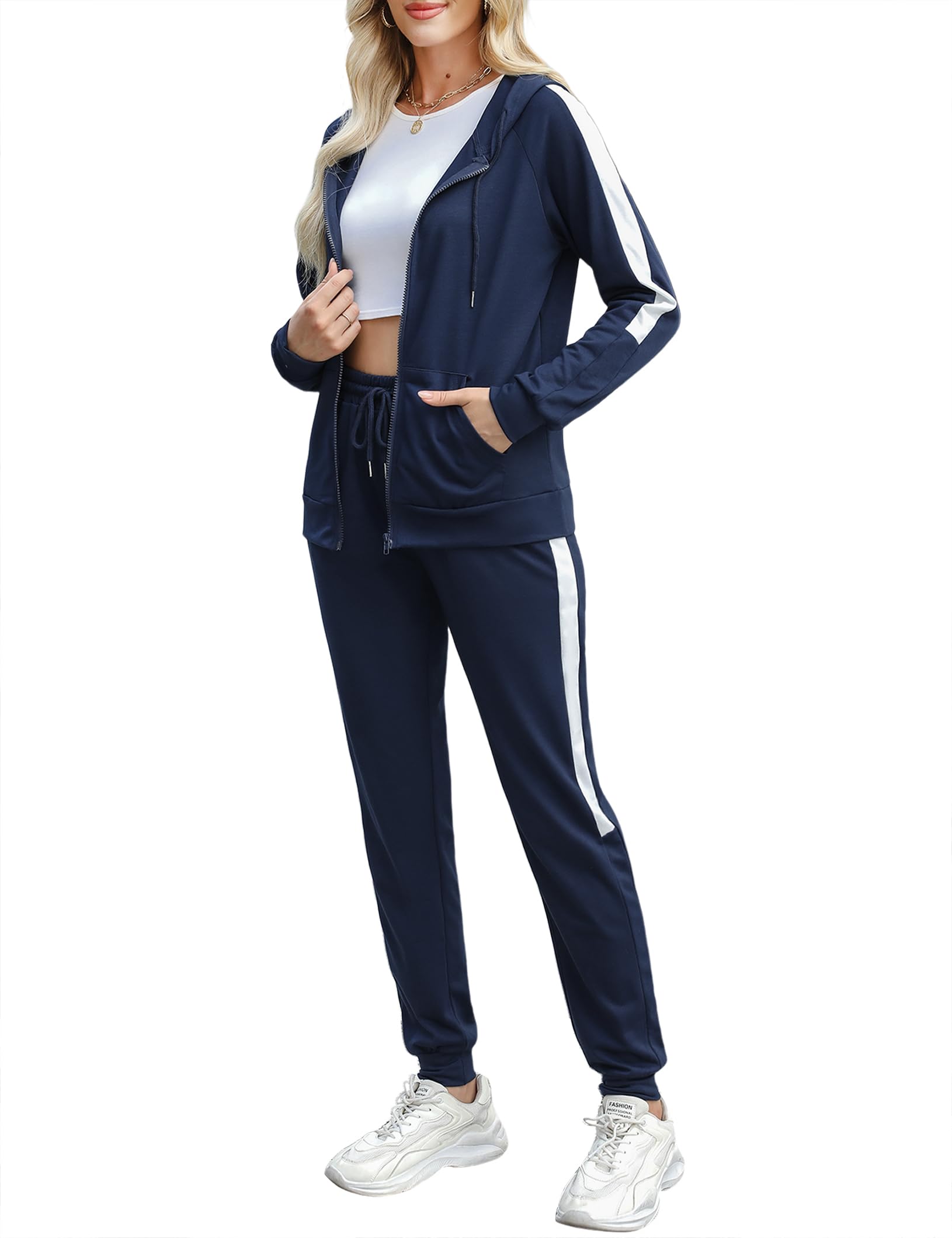 Marvmys Tracksuits for Women 2 Piece Fall Sweatsuit Outfits Zip Up Hoodie Sets Long Sleeve Jogging Suit with Pockets