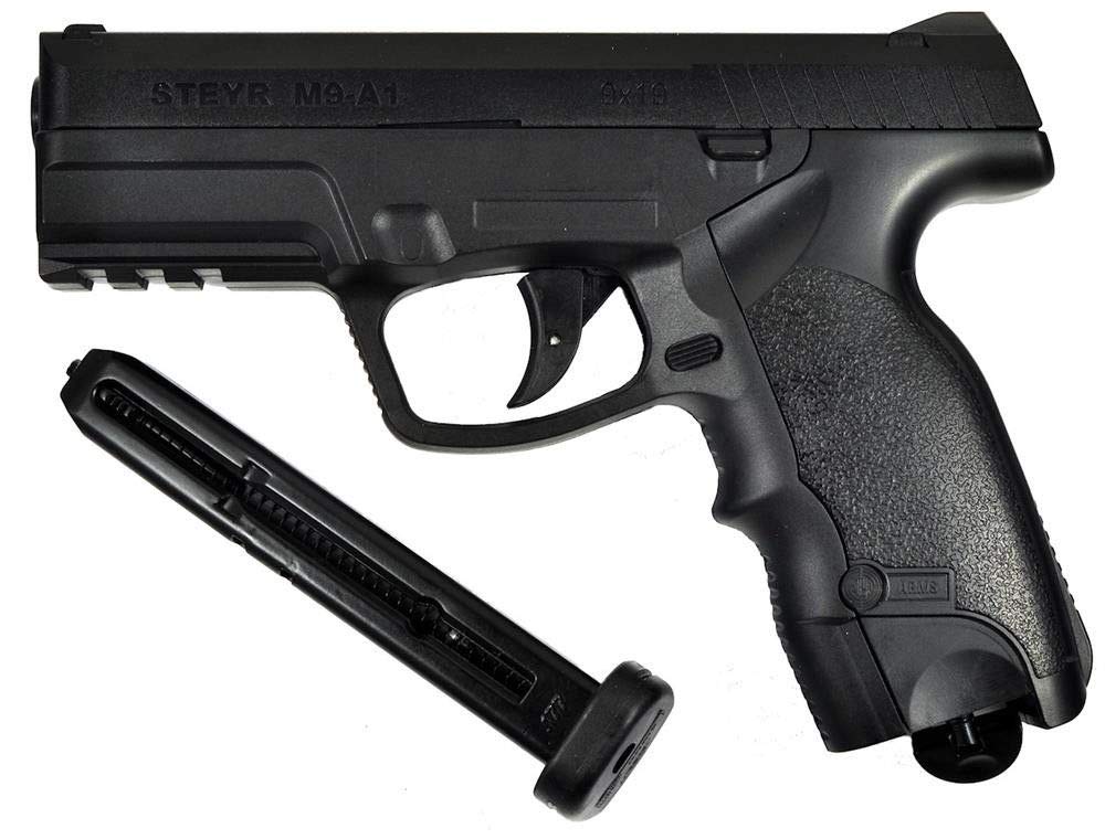 Ecommur. M9-A1 Steyr-ASG | Pistola de perdigones (Bolas BB's de Acero) de Aire comprimido semiautomática 4,5mm + maletín + balines y CO2