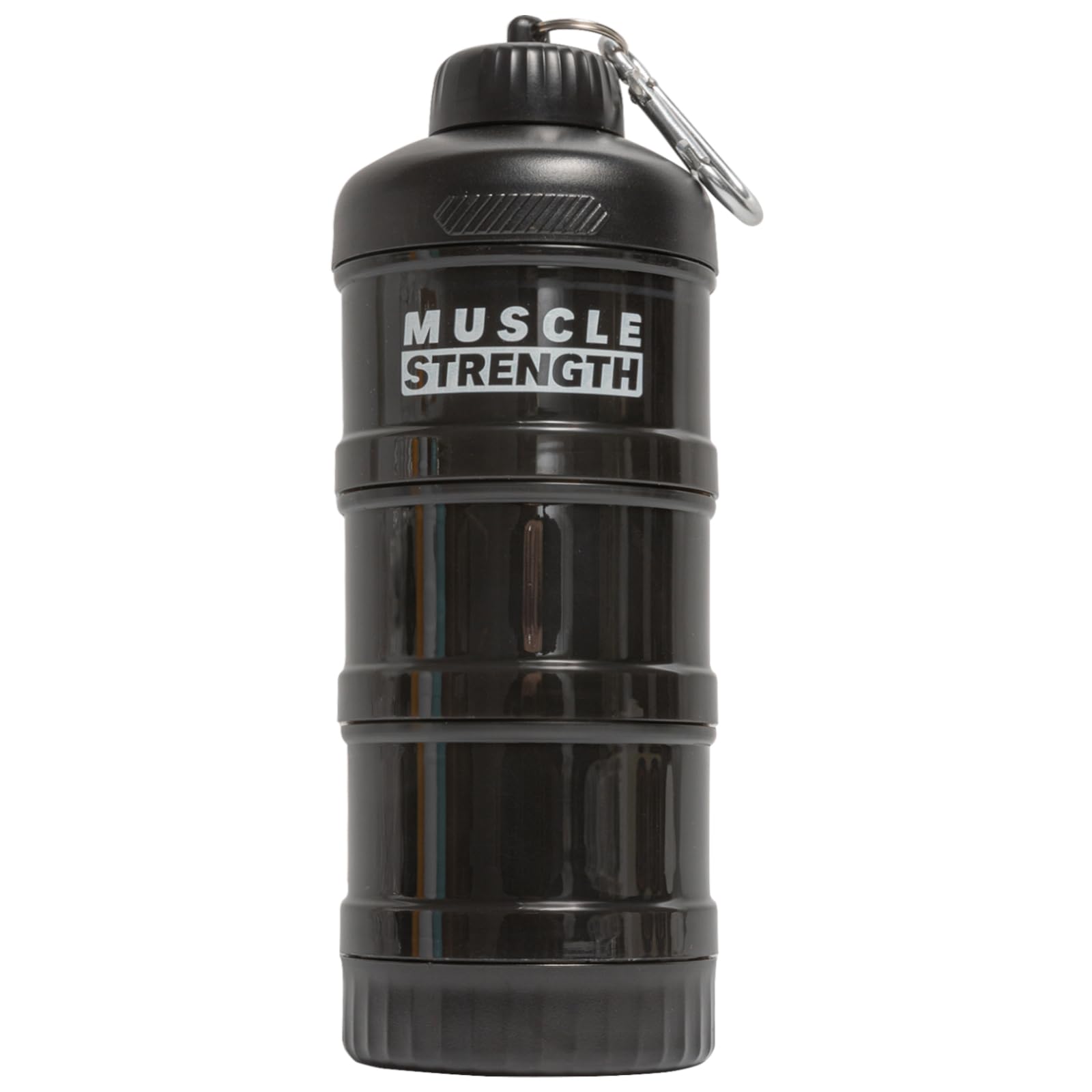 Protein Powder Travel Container with Funnels & Carabiners, 4 Stackable Portable Protein Powder Container to Go, Protein Powder Funnel Set, Travel