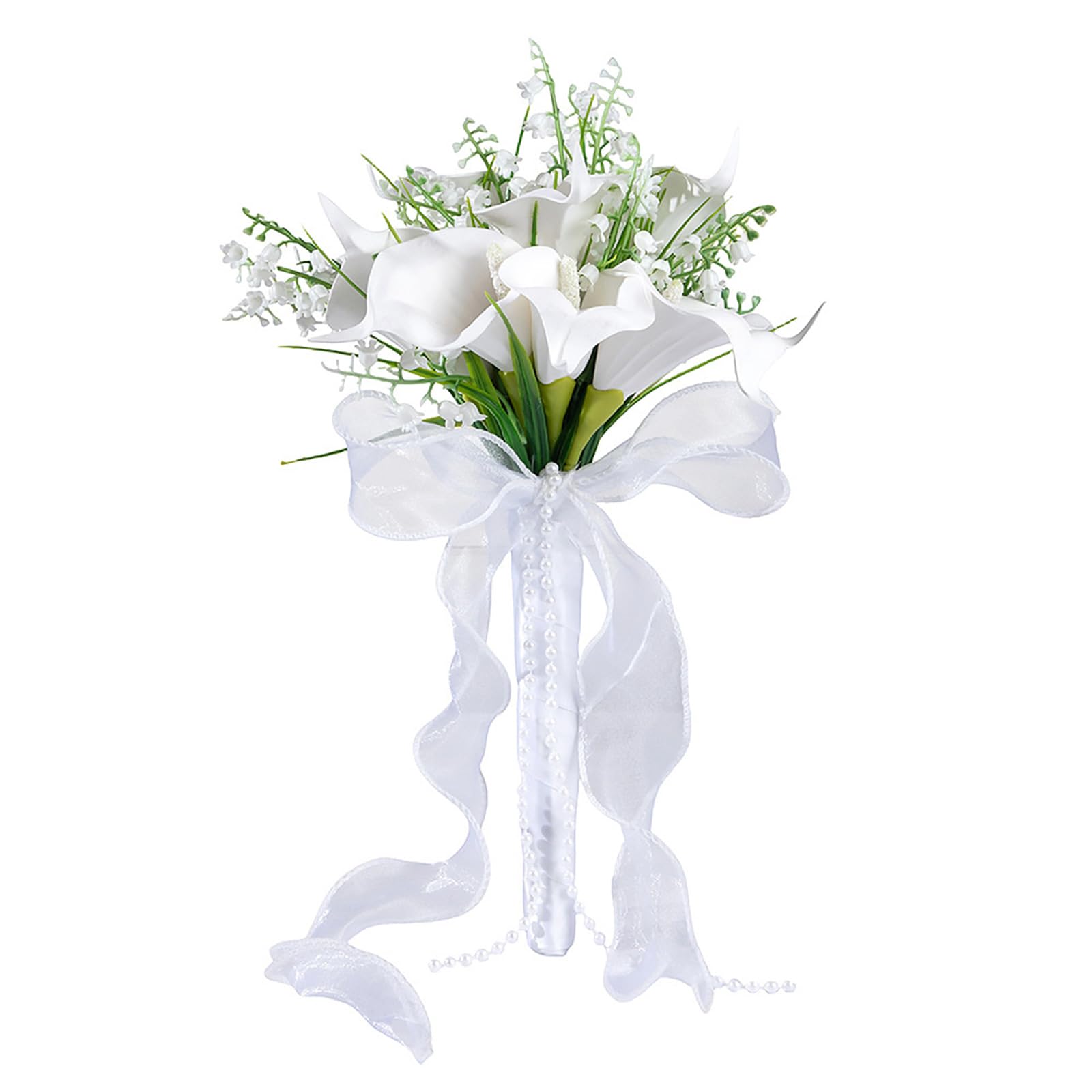 HDOYTXXM Artificial Callalily Wedding Bride Bouquet Flower Arrangement with Ribbon Decors for Ceremony and Photography Centerpiece Flower Arrangement