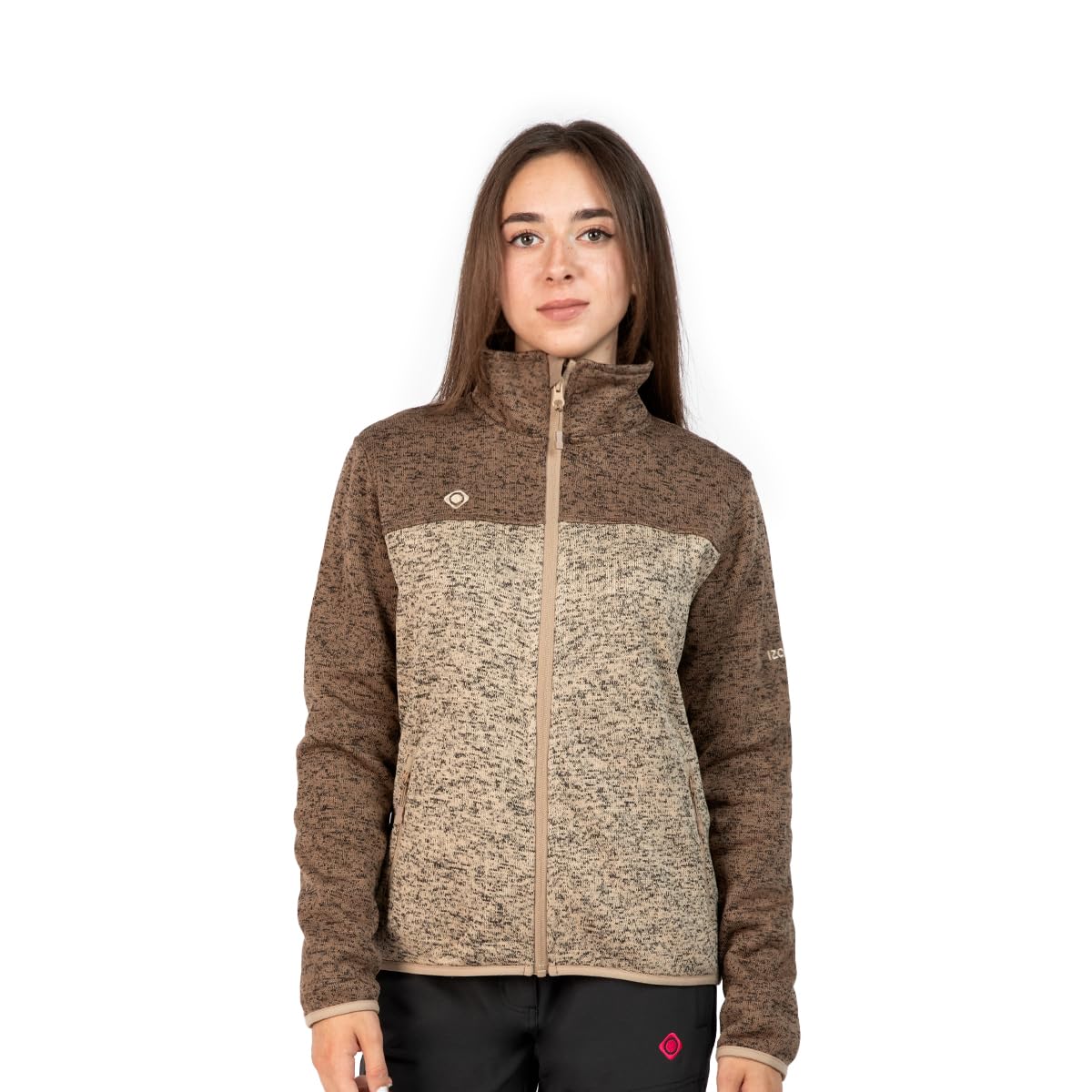Izas - Chaqueta Polar para Mujer - Chaqueta con Cierre y Bolsillos de Cremallera - Chaqueta Térmica Polar de Punto - Rápido Secado - Ideal para Actividades al Aire Libre - Samaun II Marrón - XL