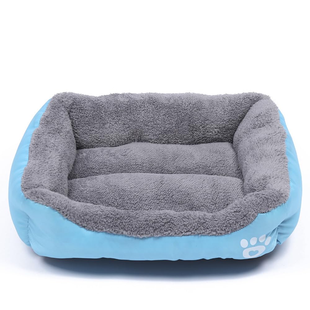 OUYUNKKA Dog Bed (XL, 31.5 x 23.6 Inch) Square Sky Blue Sofa for Medium and Large Dogs and Cats, Semi-Enclosed Fluffy Soft Cushion, Easy Clean