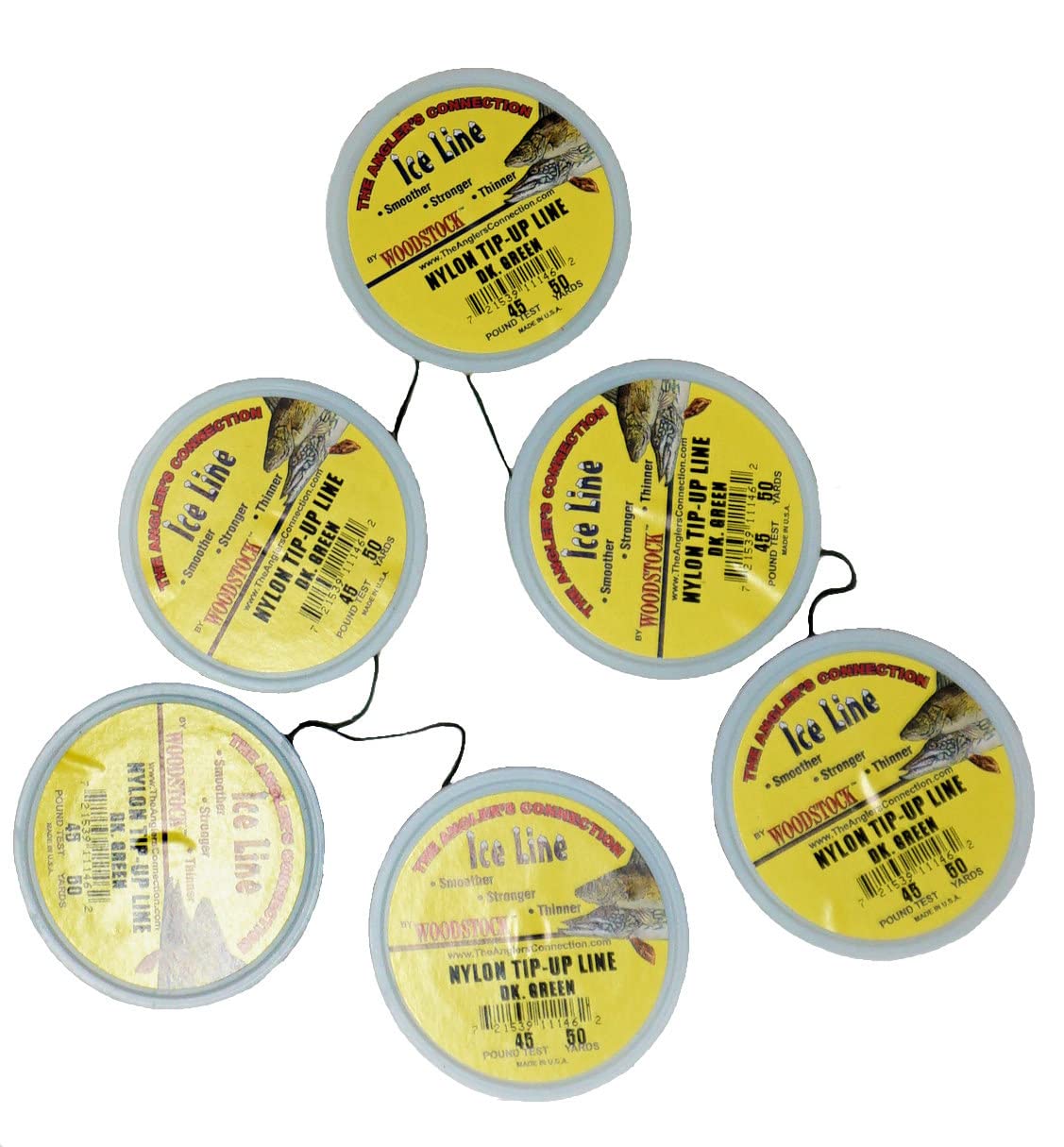 Catchmore Woodstock Nylon Tip up Line - 45# Test - You get 6 spools Tied Together - Dark Green