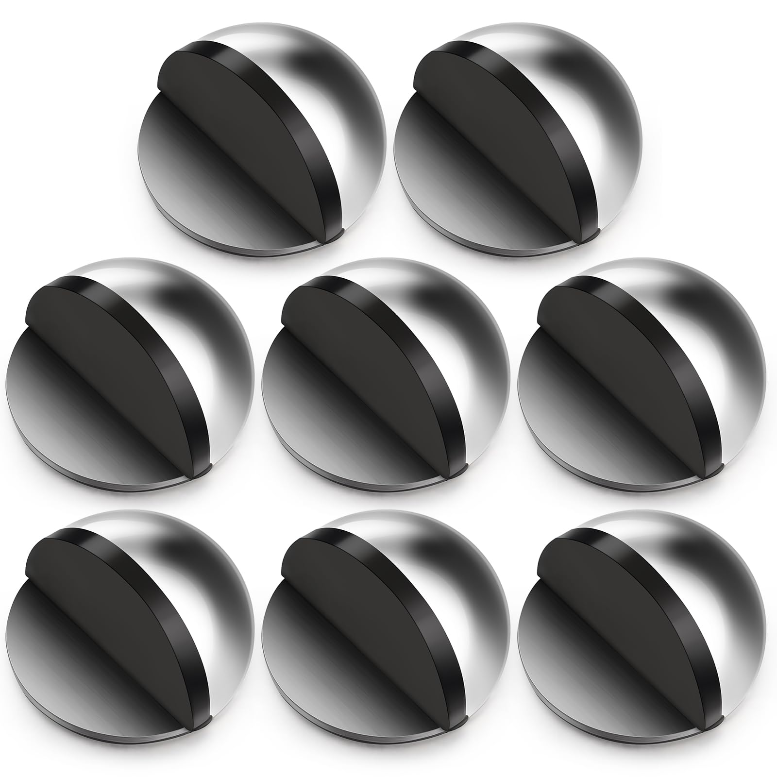 Hotop Self-Adhesive Floor Door Stoppers Oval Stainless Steel Door Stop Mounted Half Moon Wall Protector with Glues for Hard Floor Glass (Silver,8 Pcs)