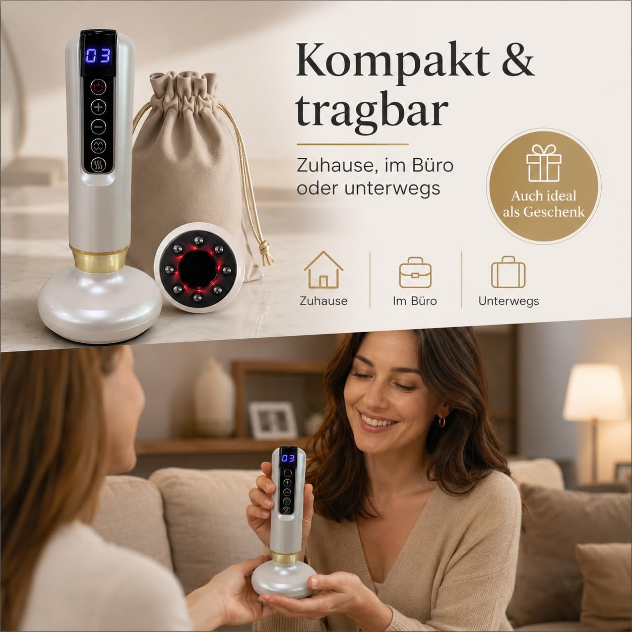 Cellulite Massagegerät, Schröpfgerät mit Wärme und 8 Magnetkugeln