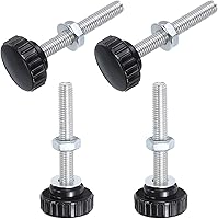 Vista 77 de Uxcell 4 juegos de perillas estriadas con tornillos de pulgar y tuercas, rosca macho métrica M6 x 35 mm, cabeza de plástico de 25 mm, perillas