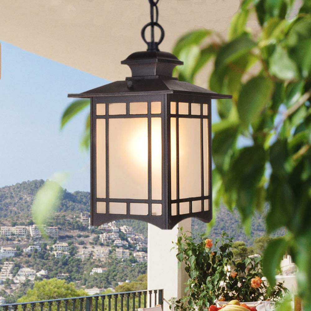 Retro Hängeleuchte IP54 – Schwarz, Aluminium & Glas, Wasserdicht, Höhenverstellbar, Für Garten & Balkon