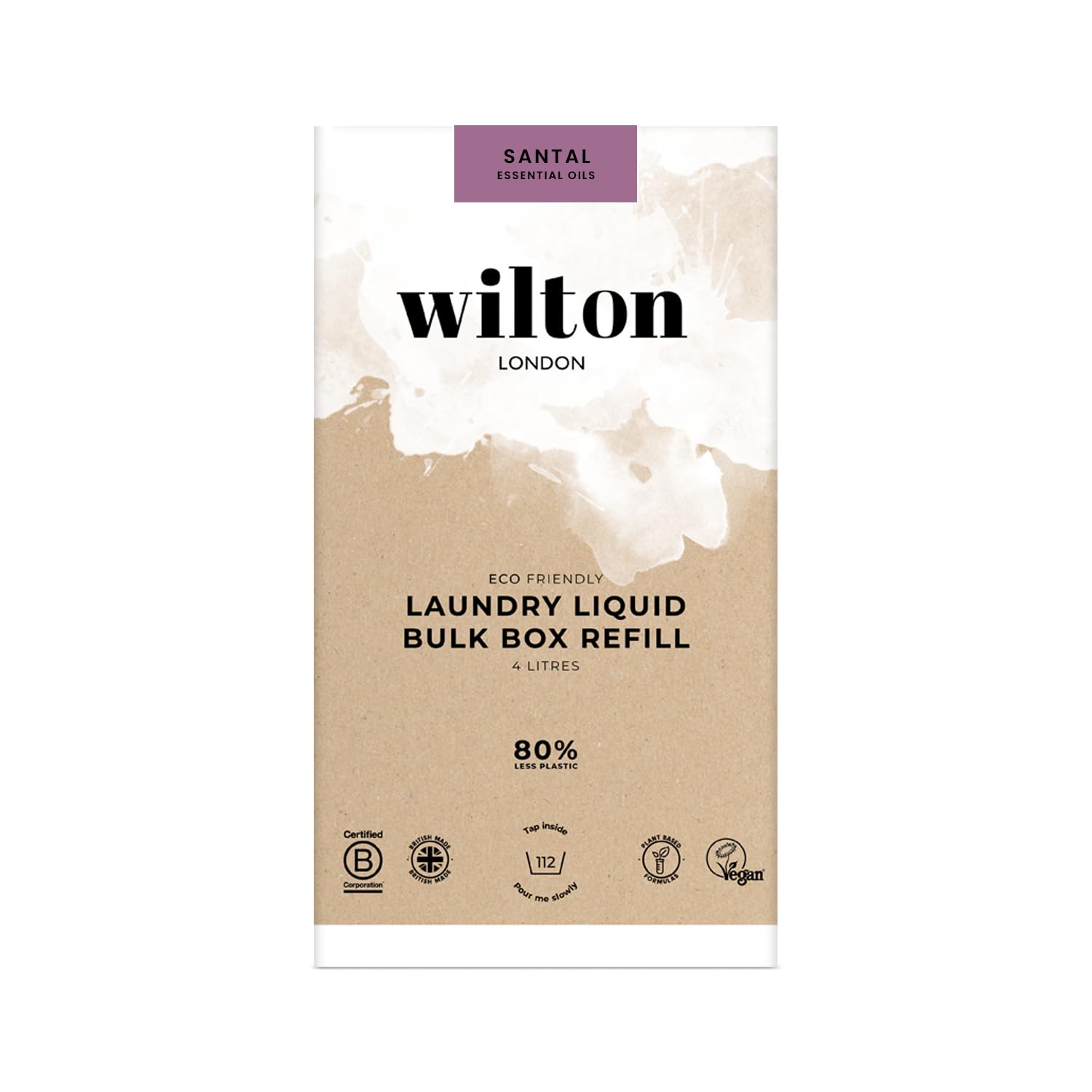 Wilton London Eco Friendly Santal Laundry Liquid Refill (112 Washes, 4L) - Non-Bio, Plant-Based Biodegradable Washing Detergent Pack with Essential Oils, Long-Lasting Fragrance - UK Made